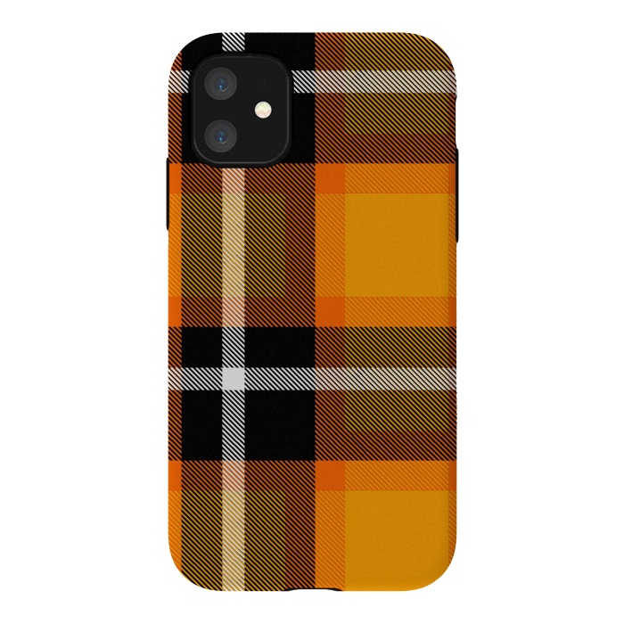 iPhone 11 StrongFit Orange Scottish Plaid by TMSarts