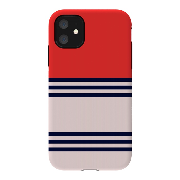 iPhone 11 StrongFit Red Retro Stripes by TMSarts