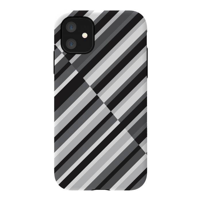 iPhone 11 StrongFit Black Crossing Striped by TMSarts