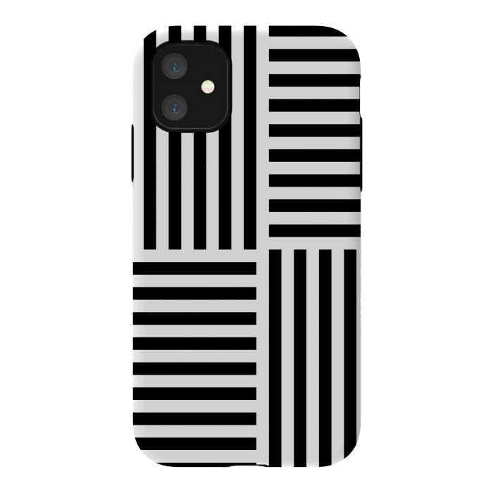 iPhone 11 StrongFit Geo Black Stripes by TMSarts