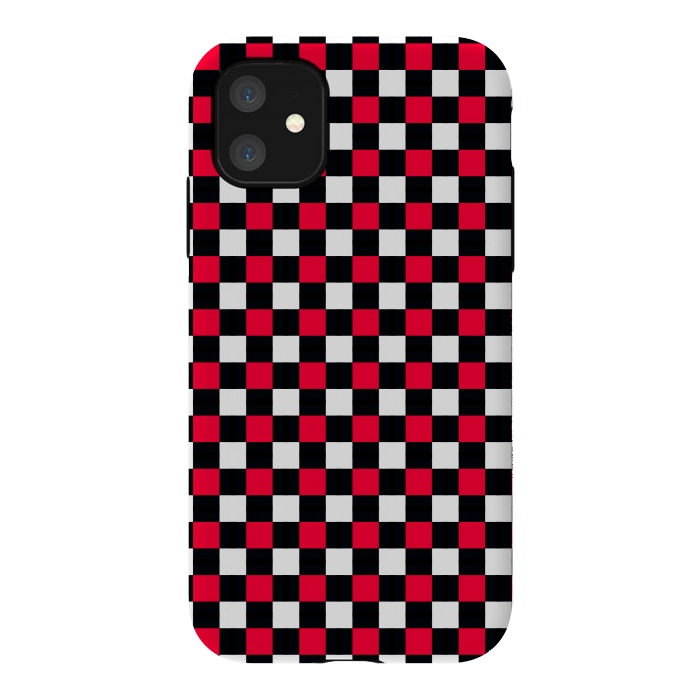 iPhone 11 StrongFit Red and Black Checkered by TMSarts