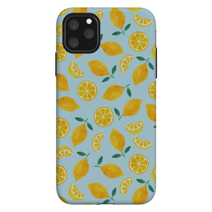 iPhone 11 Pro Max StrongFit Watercolour Lemons by Tishya Oedit