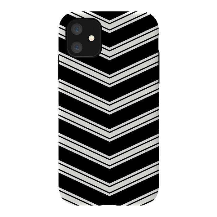 iPhone 11 StrongFit Black And White Chevrons by TMSarts