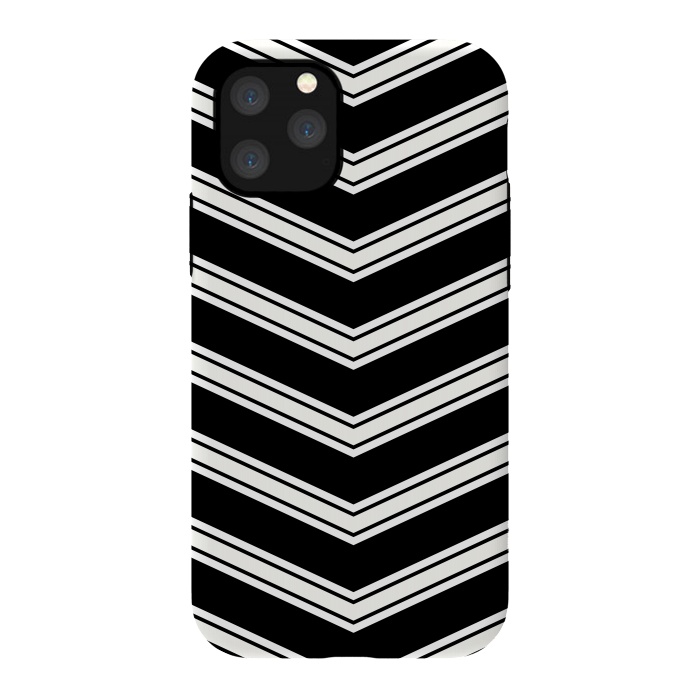 iPhone 11 Pro StrongFit Black And White Chevrons by TMSarts