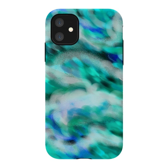 iPhone 11 StrongFit Waves blue abstract art painting phone case by Josie