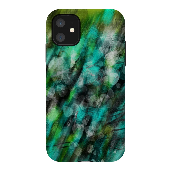 iPhone 11 StrongFit Blue green textured abstract digital art by Josie