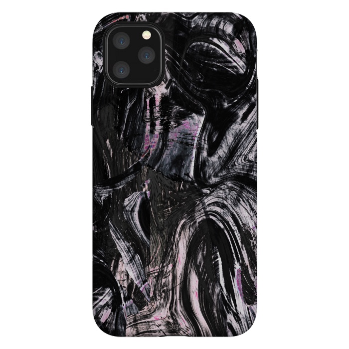 iPhone 11 Pro Max StrongFit Brushed black pink ink marble by Oana 