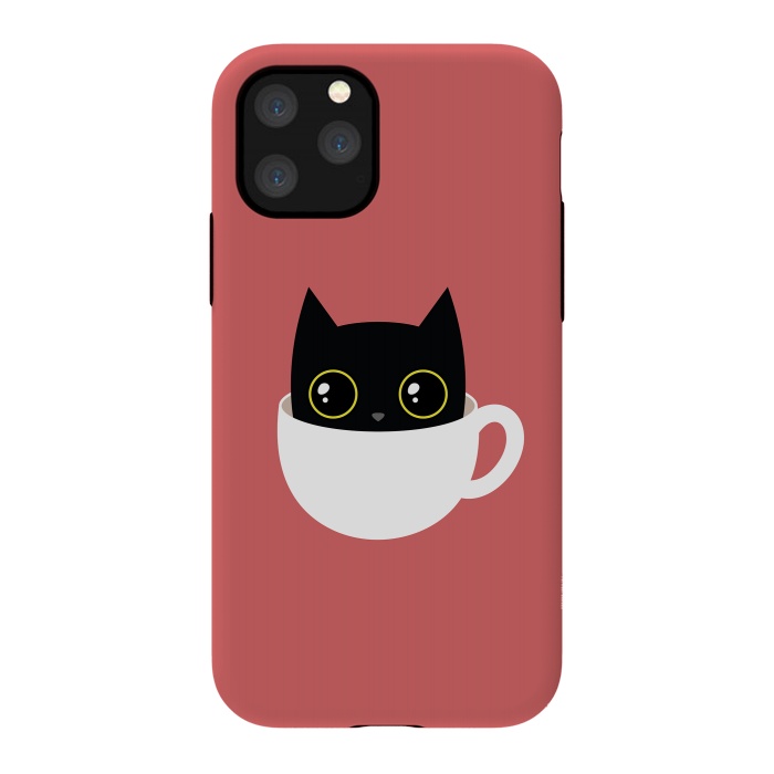 iPhone 11 Pro StrongFit Coffee cat by Laura Nagel