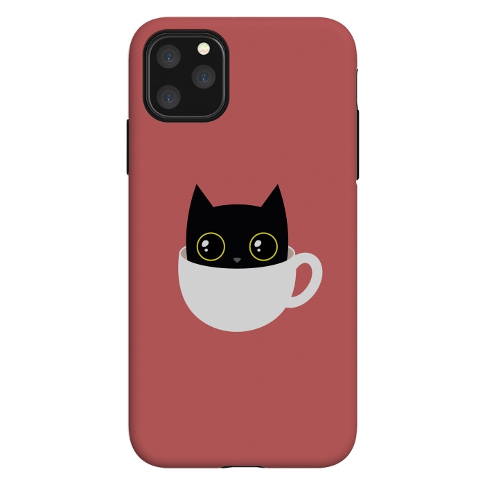 iPhone 11 Pro Max StrongFit Coffee cat by Laura Nagel