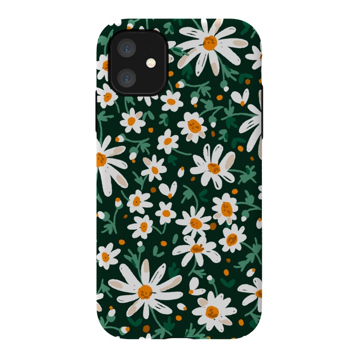 iPhone 11 StrongFit WHITE FLORAL PRINT 2  by MALLIKA