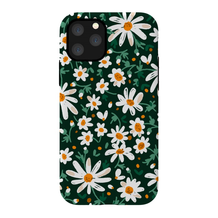 iPhone 11 Pro StrongFit WHITE FLORAL PRINT 2  by MALLIKA
