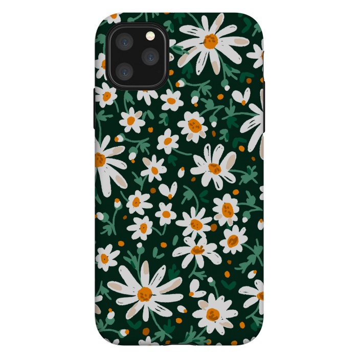 iPhone 11 Pro Max StrongFit WHITE FLORAL PRINT 2  by MALLIKA