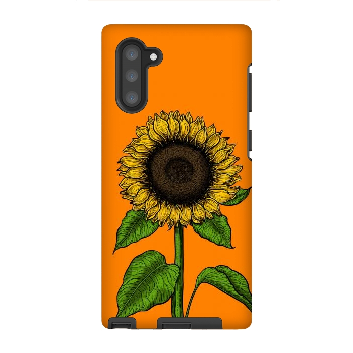 Galaxy Note 10 StrongFit Sunflower on orange by Katerina Kirilova