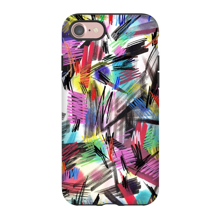 iPhone 7 StrongFit Wild Colorful Scratches and Strokes  by Ninola Design