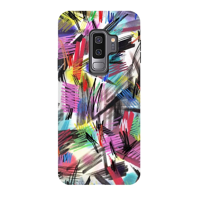 Galaxy S9 plus StrongFit Wild Colorful Scratches and Strokes  by Ninola Design