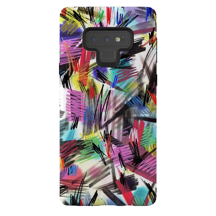 Galaxy Note 9 StrongFit Wild Colorful Scratches and Strokes  by Ninola Design