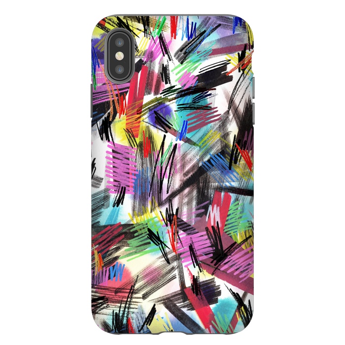 iPhone Xs Max StrongFit Wild Colorful Scratches and Strokes  by Ninola Design