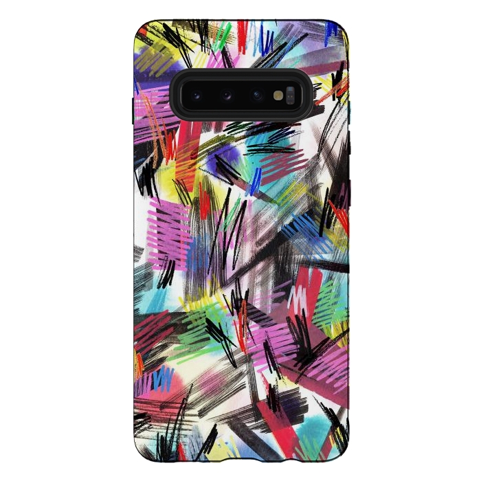 Galaxy S10 plus StrongFit Wild Colorful Scratches and Strokes  by Ninola Design
