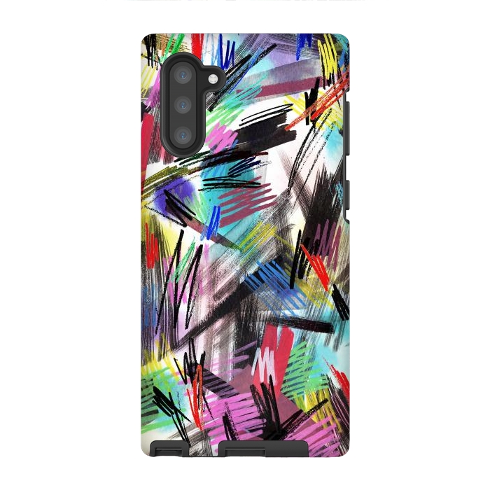 Galaxy Note 10 StrongFit Wild Colorful Scratches and Strokes  by Ninola Design