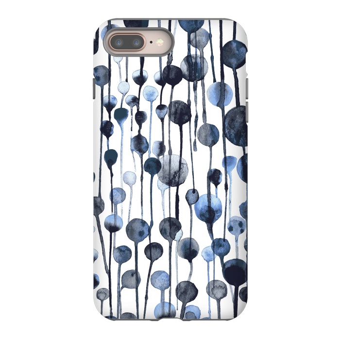 iPhone 7 plus StrongFit Dripping Watercolor Dots Navy by Ninola Design