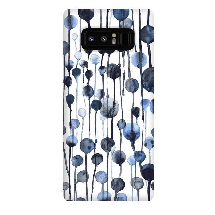 Galaxy Note 8 StrongFit Dripping Watercolor Dots Navy by Ninola Design