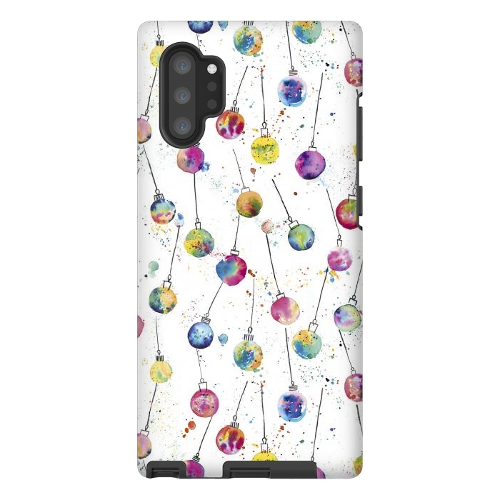 Galaxy Note 10 plus StrongFit Christmas Watercolor Baubles by Ninola Design