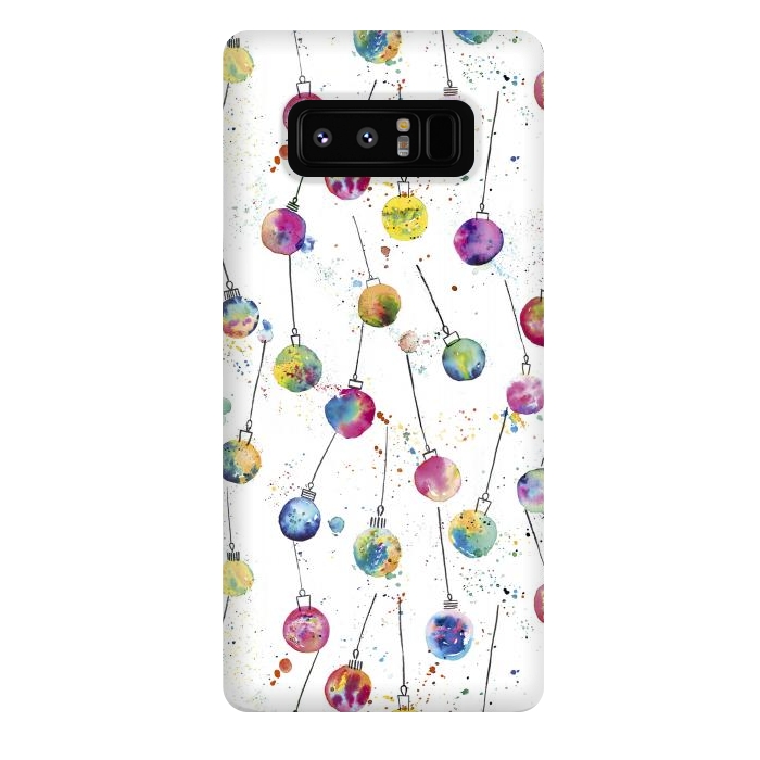 Galaxy Note 8 StrongFit Christmas Watercolor Baubles by Ninola Design