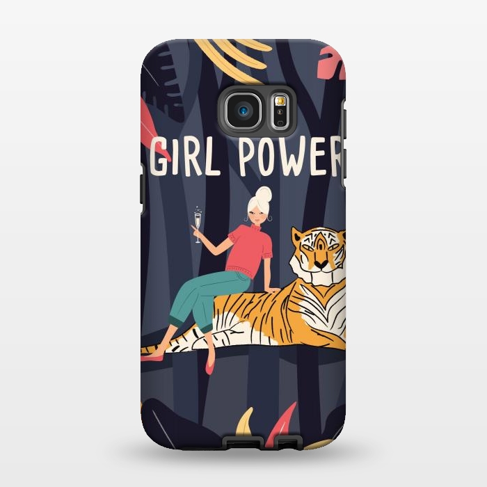 Galaxy S7 EDGE StrongFit Girl Power - Woman and Tiger by Jelena Obradovic