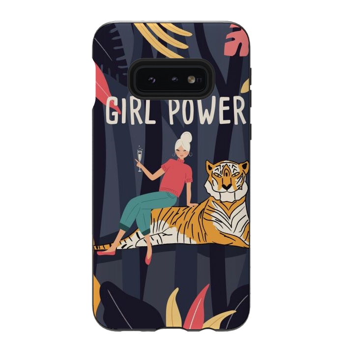 Galaxy S10e StrongFit Girl Power - Woman and Tiger by Jelena Obradovic