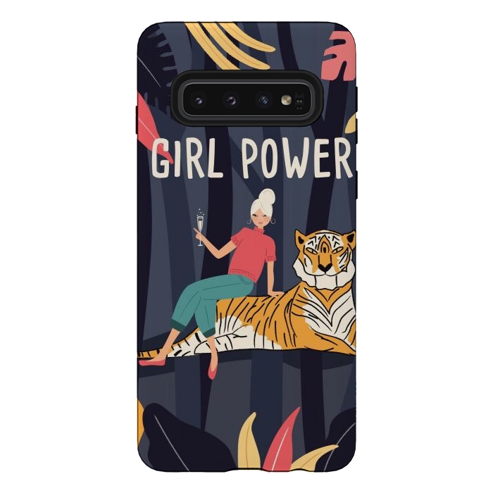 Galaxy S10 StrongFit Girl Power - Woman and Tiger by Jelena Obradovic