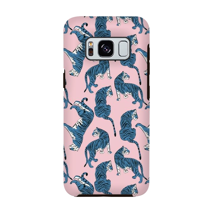 Galaxy S8 StrongFit Tiger Pattern, blue&pink, 003 by Jelena Obradovic