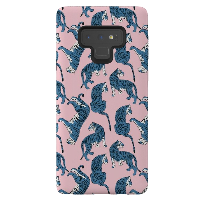 Galaxy Note 9 StrongFit Tiger Pattern, blue&pink, 003 by Jelena Obradovic