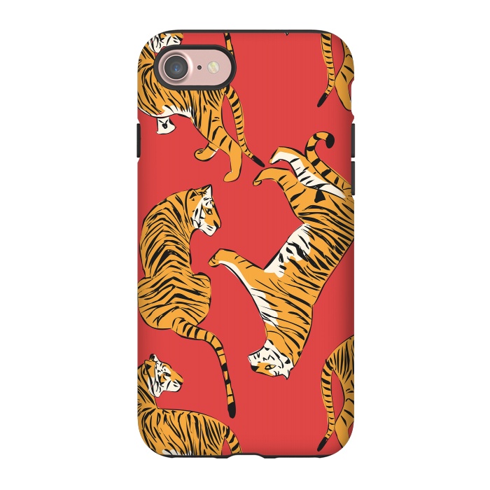 iPhone 7 StrongFit Tiger Pattern, red, 005 by Jelena Obradovic