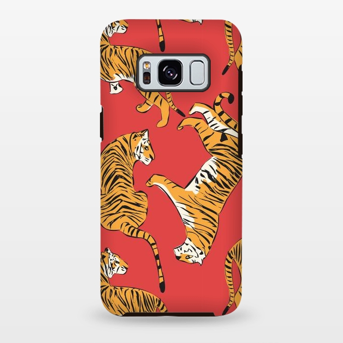 Galaxy S8 plus StrongFit Tiger Pattern, red, 005 by Jelena Obradovic