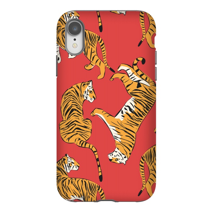 iPhone Xr StrongFit Tiger Pattern, red, 005 by Jelena Obradovic