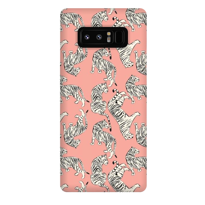 Galaxy Note 8 StrongFit Tiger pattern, white on pink, 006 by Jelena Obradovic