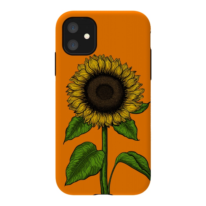 iPhone 11 StrongFit Sunflower on orange by Katerina Kirilova