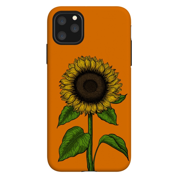 iPhone 11 Pro Max StrongFit Sunflower on orange by Katerina Kirilova