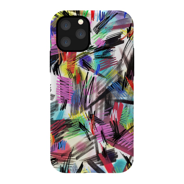 iPhone 11 Pro StrongFit Wild Colorful Scratches and Strokes  by Ninola Design