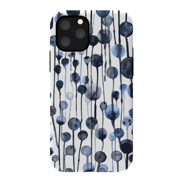 iPhone 11 Pro StrongFit Dripping Watercolor Dots Navy by Ninola Design