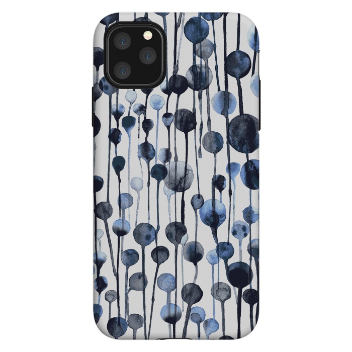 iPhone 11 Pro Max StrongFit Dripping Watercolor Dots Navy by Ninola Design