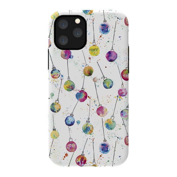 iPhone 11 Pro StrongFit Christmas Watercolor Baubles by Ninola Design