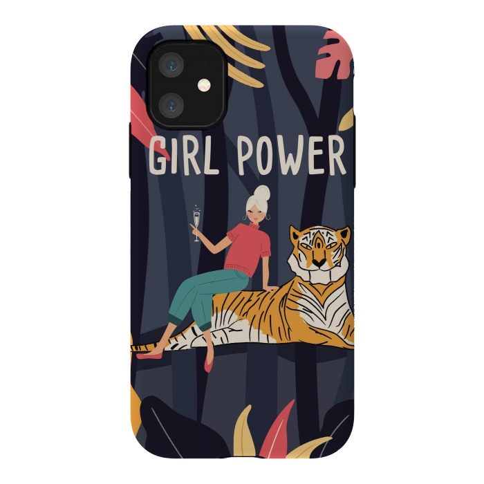 iPhone 11 StrongFit Girl Power - Woman and Tiger by Jelena Obradovic
