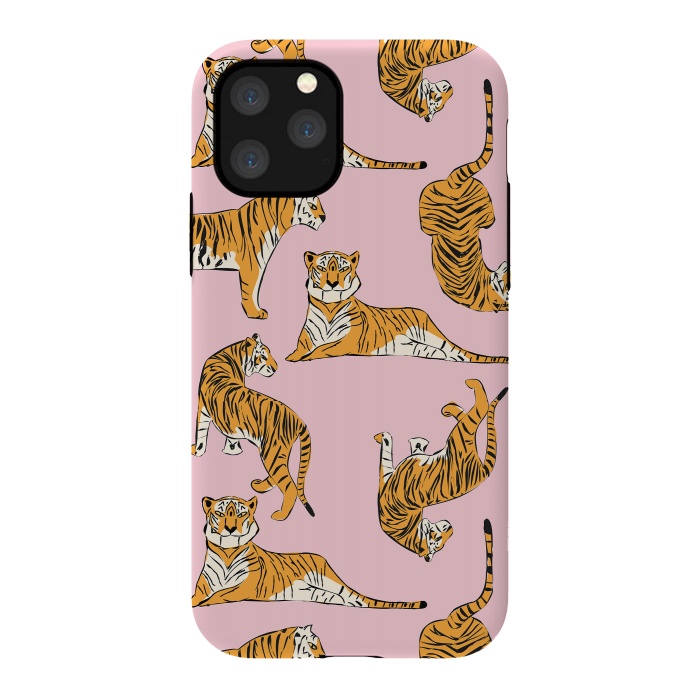 iPhone 11 Pro StrongFit Tiger Pattern, pink, 001 by Jelena Obradovic
