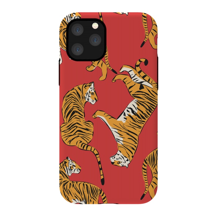 iPhone 11 Pro StrongFit Tiger Pattern, red, 005 by Jelena Obradovic