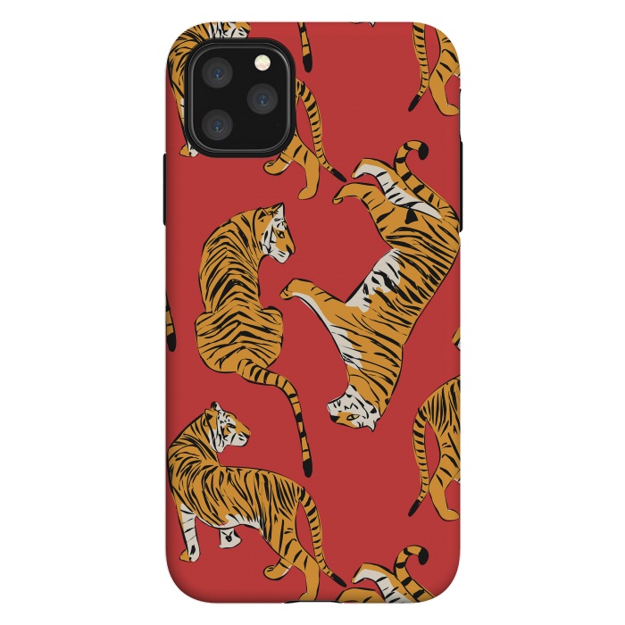 iPhone 11 Pro Max StrongFit Tiger Pattern, red, 005 by Jelena Obradovic