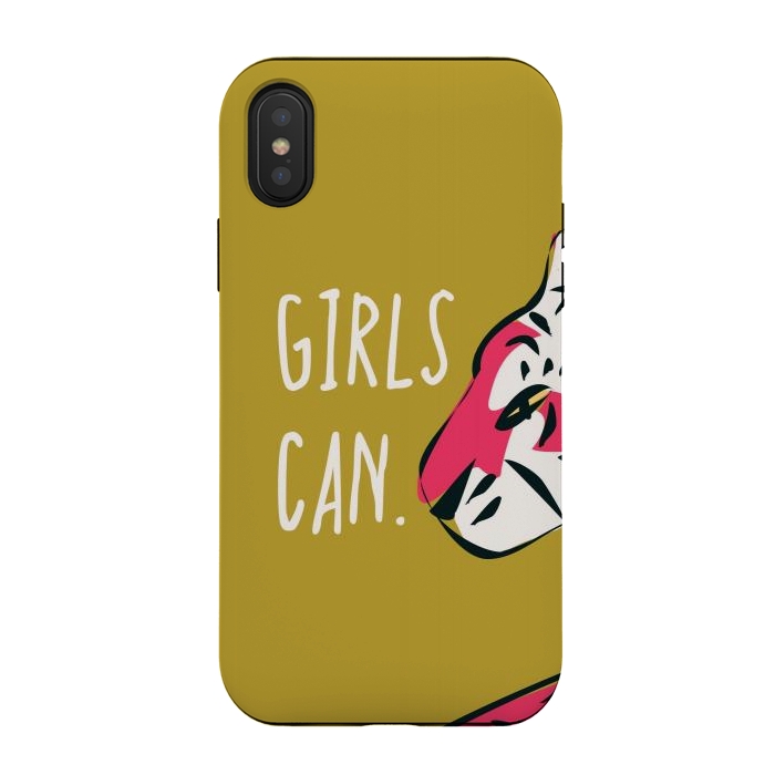 iPhone Xs / X StrongFit Girls can, mustard by Jelena Obradovic