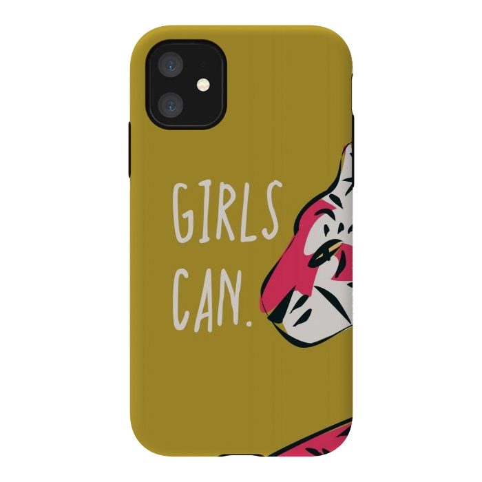 iPhone 11 StrongFit Girls can, mustard by Jelena Obradovic