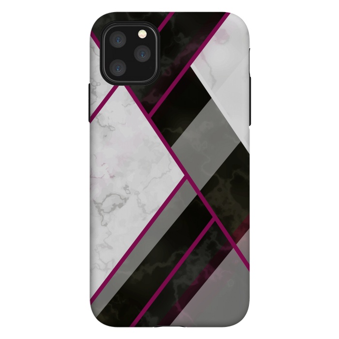 iPhone 11 Pro Max StrongFit Vertical Magenta Lines On Marble by ArtsCase