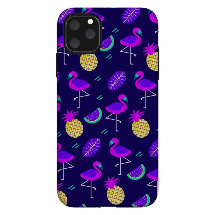 iPhone 11 Pro Max StrongFit Flamingos In Neon by ArtsCase